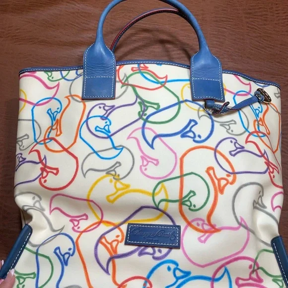 Dooney & Bourke Colorful Duck Print Tote - Picture 1 of 7